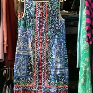 Lilly Pulitzer Blue and Red Graphic‎ Mila stretch shift, deep indigo, 8